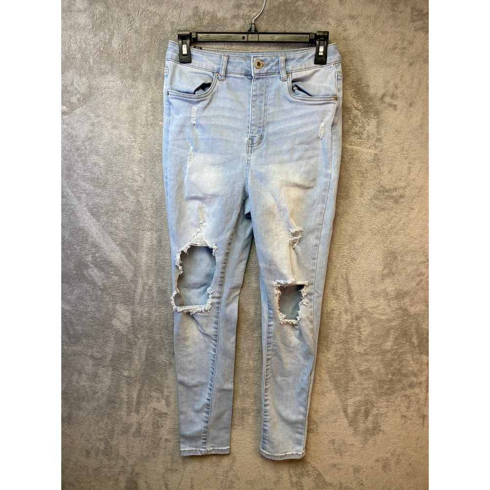 Elite Jeans Womens Light Wash Distressed High Rise Skinny Jeans Size 11